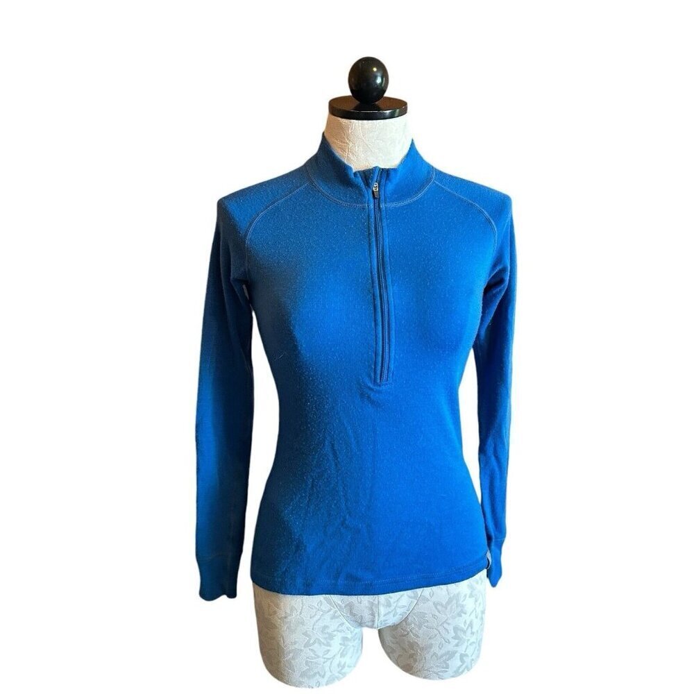 Meriwool Layers Women’s 1/2 Zip Sweater Size XS 250g Merino Wool Electric Blue‎
